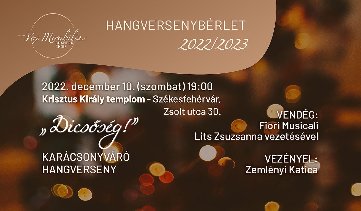 A Vox Mirabilis Kamarakórus karácsonyváró hangversenye a Zsolt utcában